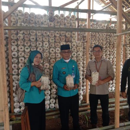 KUNJUNGAN KEPALA DESA BALOKANG KE KELOMPOK TANI HUTAN ARJUNA JAMUR DI DUSUN CIAREN
